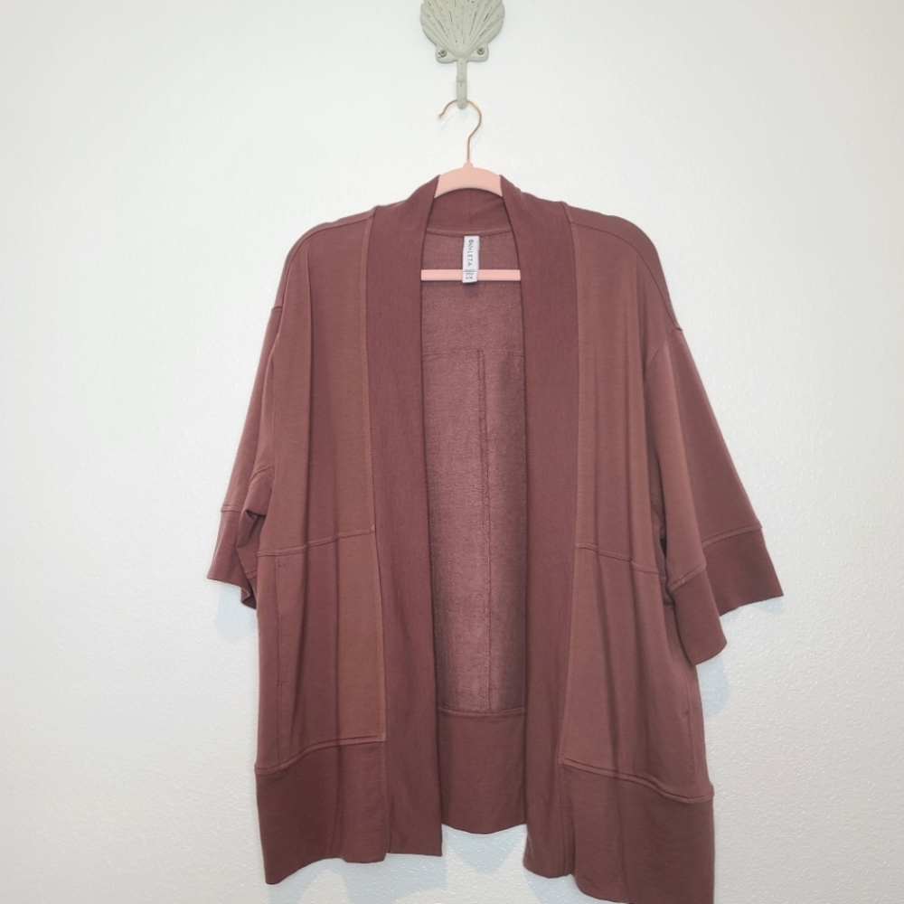 ATHLETA Lotus Wrap Oversized Soft Cozy Open Cardigan Mauve - Picture 4 of 11